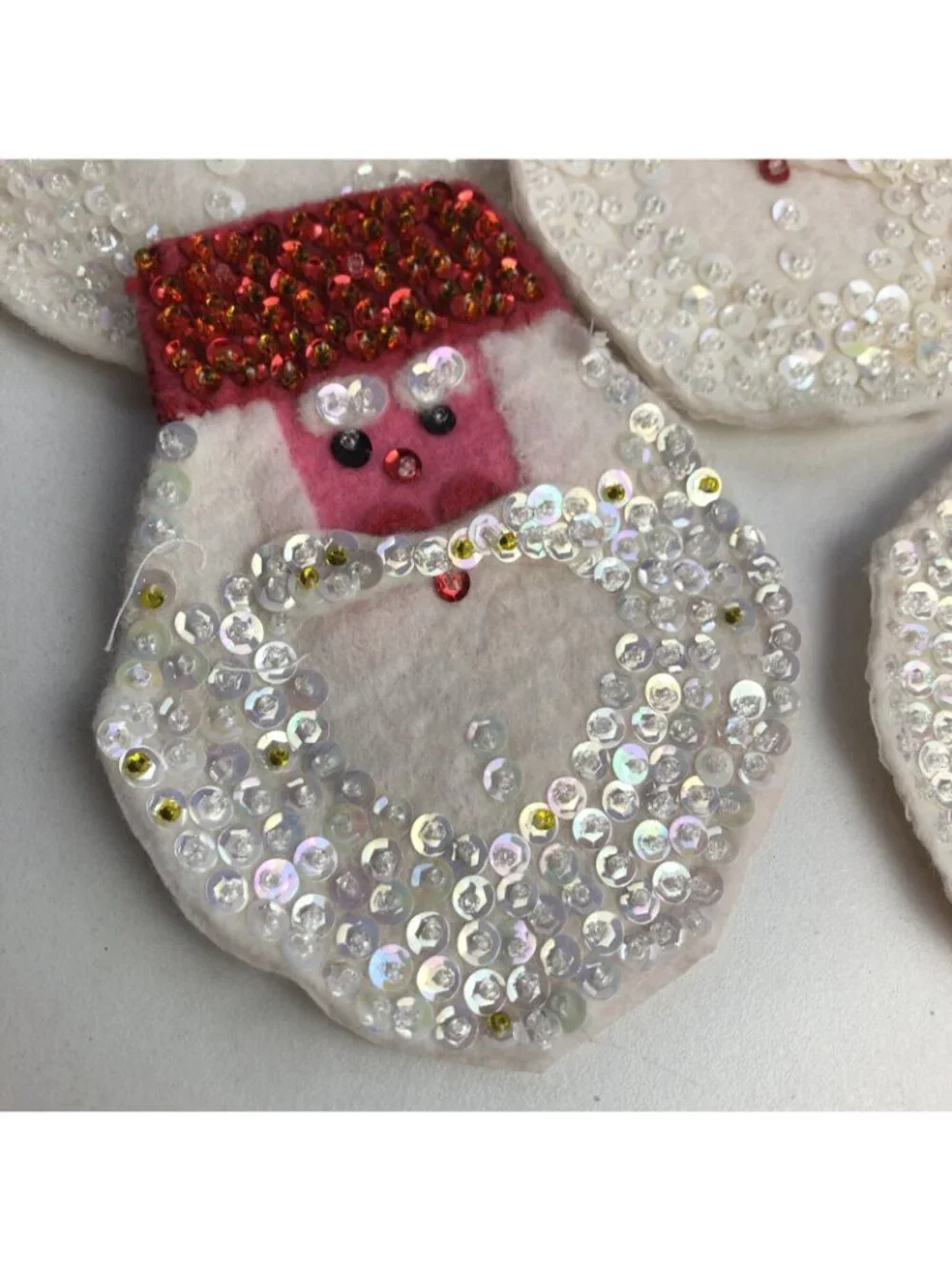 Set of 8 Vintage Christmas Santa Napkin Holders Rings Felt & Sequins